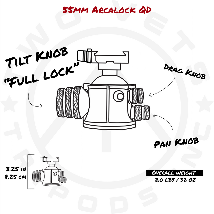 55MM Dual Tension Ballhead W/ Area 419 ARCALOCK QD
